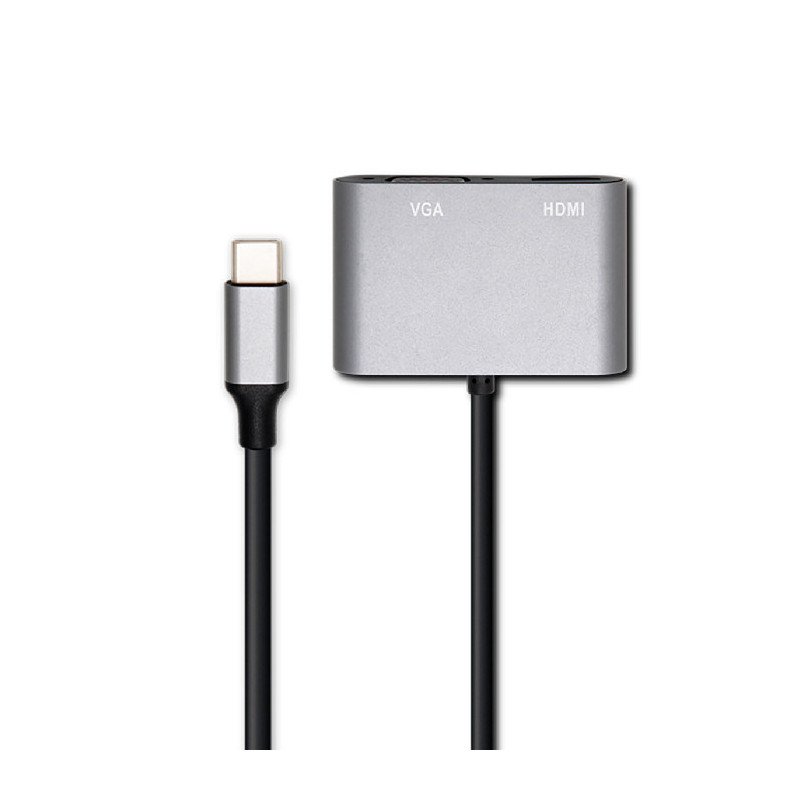 Convertisseur Type-C M Vers HDMI F/VGA F Noir/Gris Foncé - RADIOLA - FO1030