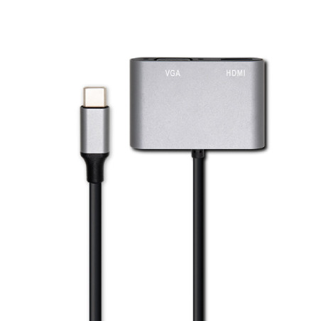 Convertisseur Type-C M Vers HDMI F/VGA F Noir/Gris Foncé - RADIOLA - FO1030