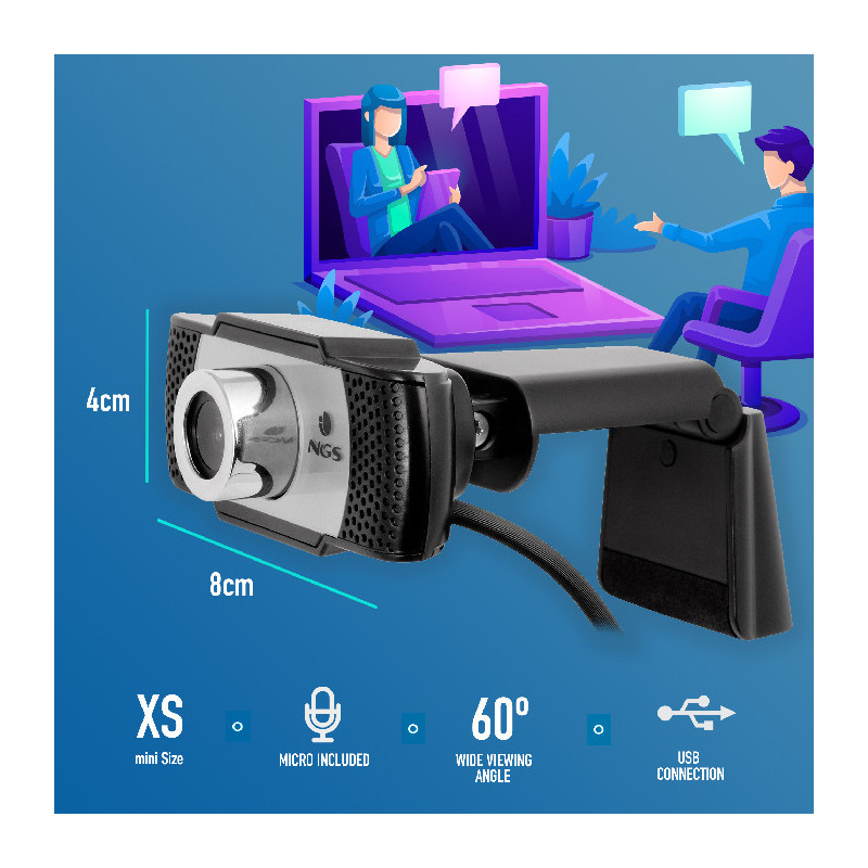 WebCam Full HD XPressCam 720p Noir/Blanc - NGS - 69561117833