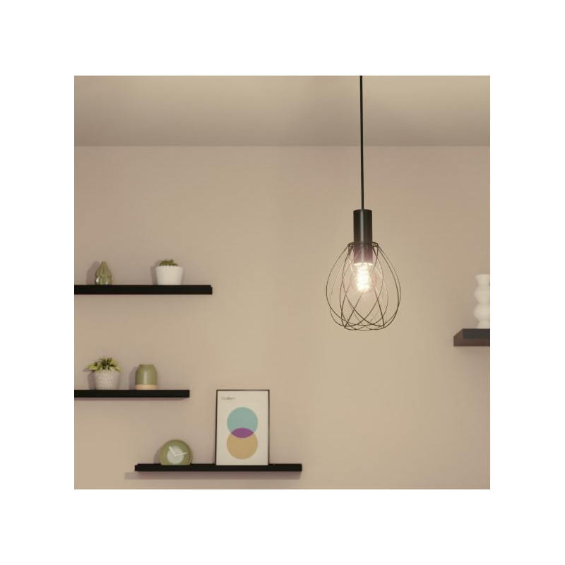 Suspension Merone E27 D18cm en métal noir
