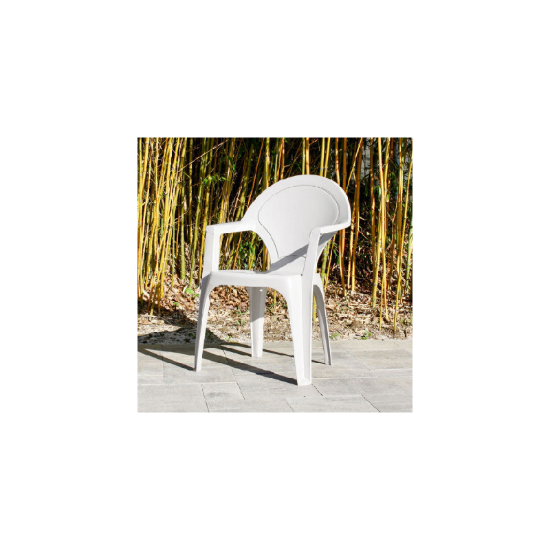 Fauteuil de jardin Empilable Dama en Polypropylène Renforcé Blanc - DCB GARDEN