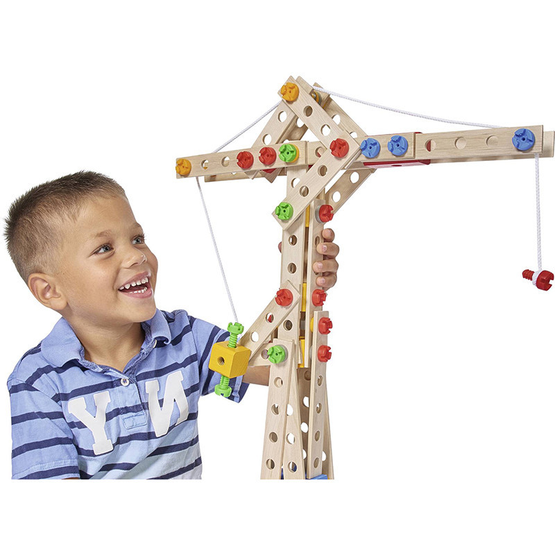 Jeu de construction bois Maxi Grue 5en1 170pcs SMOBY - Dès 6 ans