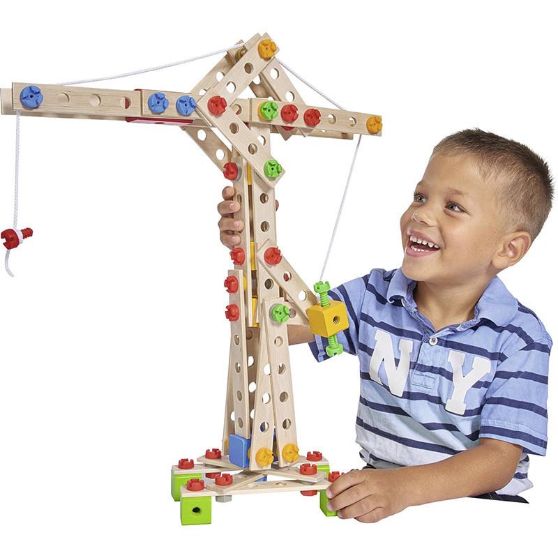 Jeu de construction bois Maxi Grue 5en1 170pcs SMOBY - Dès 6 ans