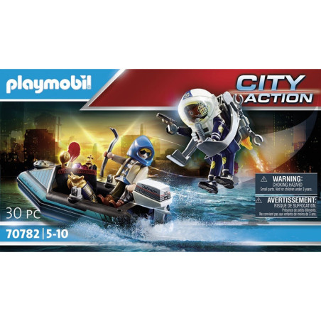 Policier avec réacteur dorsal et canoë PLAYMOBIL City Action - Dès 5 ans