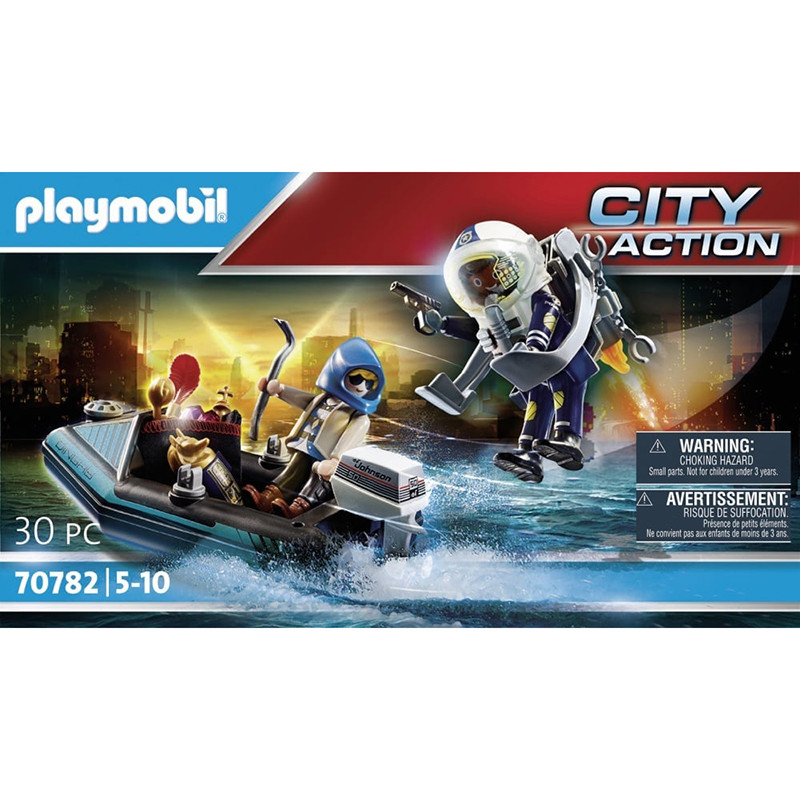 Acheter PLAYMOBIL® City Action Policier avec réacteur dorsal et canoë
