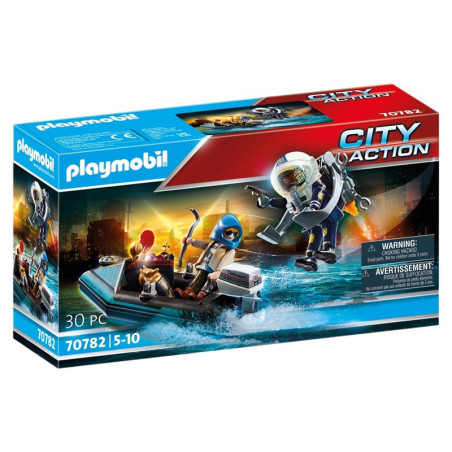 Policier avec réacteur dorsal et canoë PLAYMOBIL City Action - Dès 5 ans