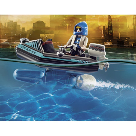 Policier avec réacteur dorsal et canoë PLAYMOBIL City Action - Dès 5 ans
