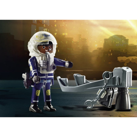 Policier avec réacteur dorsal et canoë PLAYMOBIL City Action - Dès 5 ans