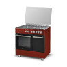 Cuisinière à gaz 5 Foyers 90x60cm Noir/Rouge - KRYSTER - KBUT96FEKR2