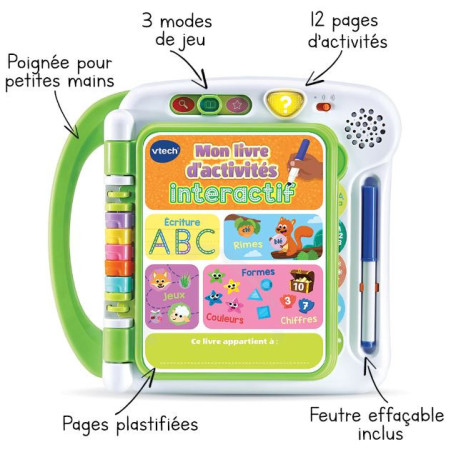 Mon livre d'activités interactif J'écris, je joue et j'apprends VTECH - Dès 3 ans 