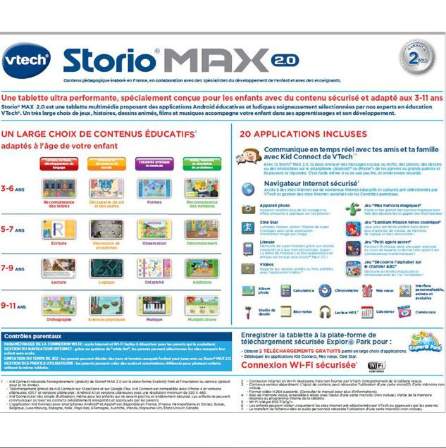 Tablette enfant Storio Max 2.0 Bleu VTECH - Dès 3 ans 