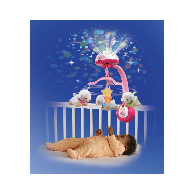 Lumi mobile pour bébé Compte-moutons Rose VTECH - Dès la naissance