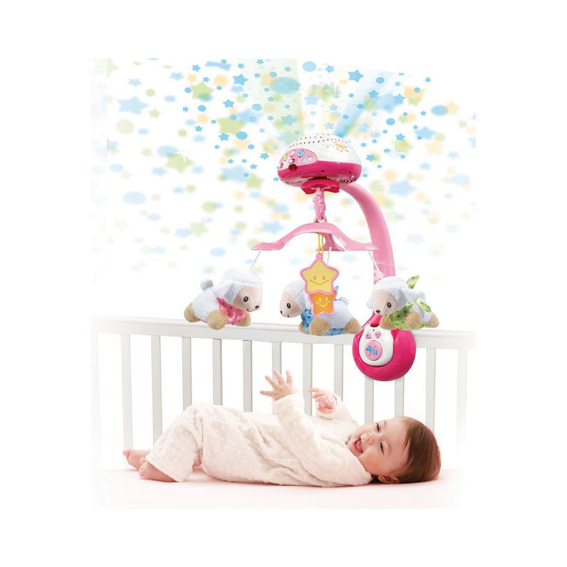 Lumi mobile pour bébé Compte-moutons Rose VTECH - Dès la naissance