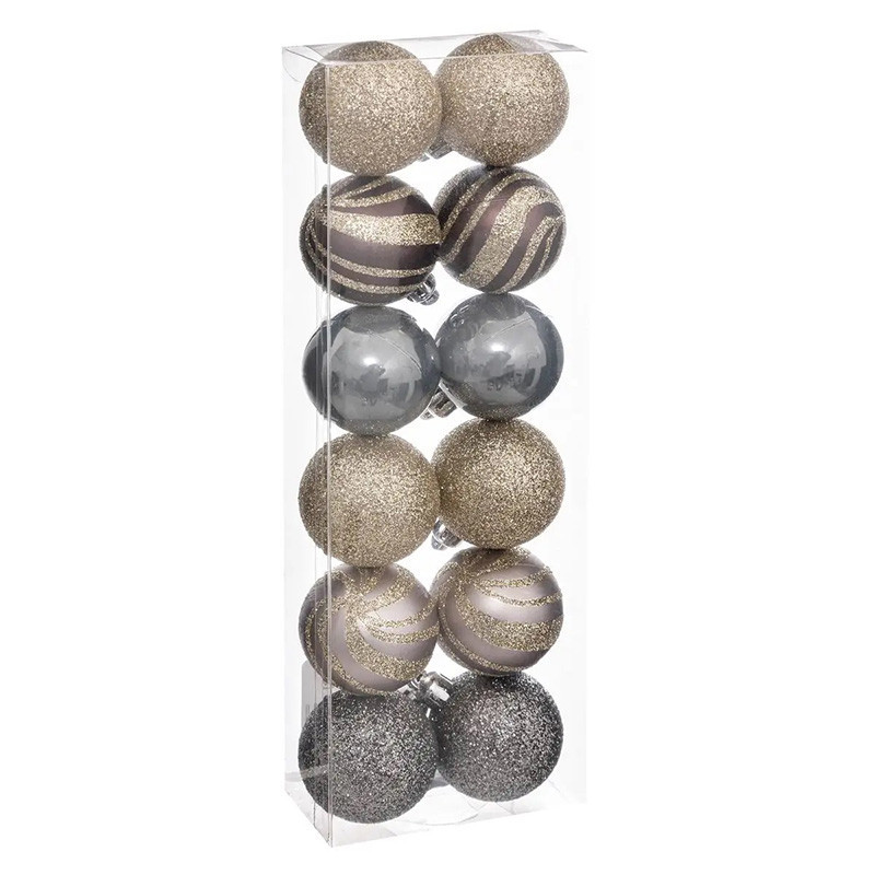 Lot de 12 boules de Noël Manoir - FEERIC LIGHTS & CHRISTMAS - 129153C2