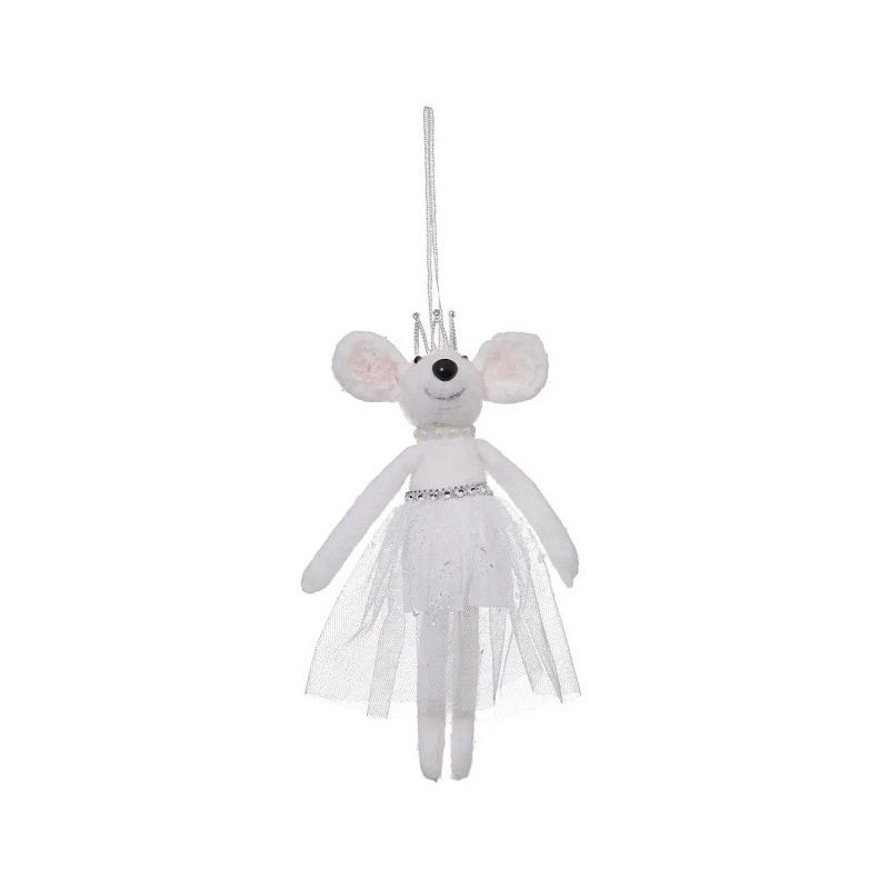 Sujet de Noël Souris Jupe 19cm Blanche - FÉÉRIC LIGHTS & CHRISTMAS - 170037