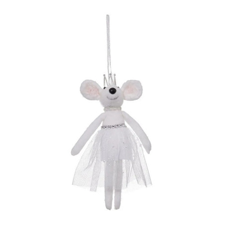 Sujet de Noël Souris Jupe 19cm Blanche - FÉÉRIC LIGHTS & CHRISTMAS - 170037