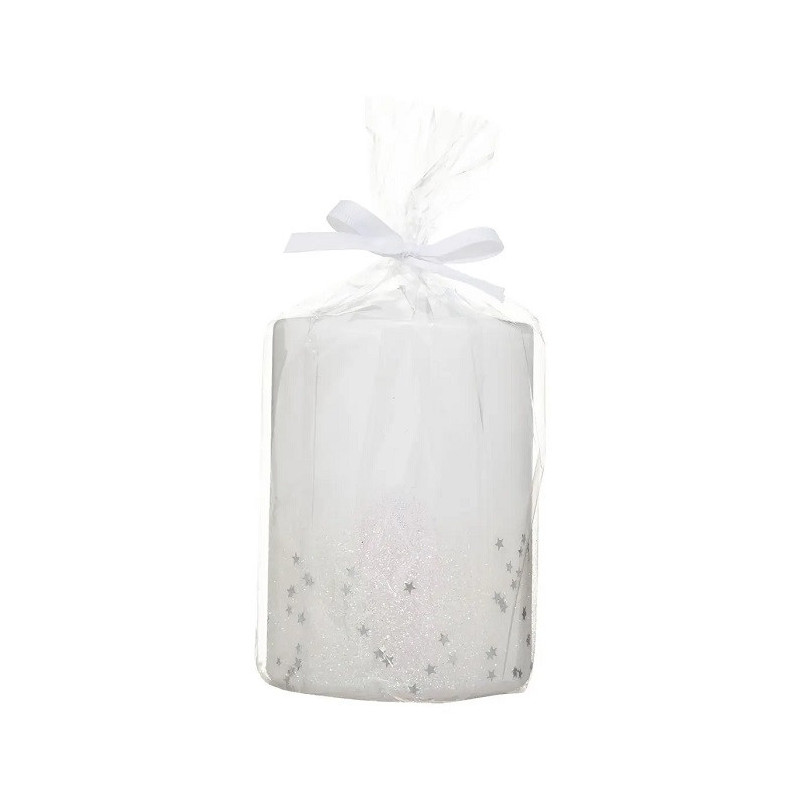 Bougie de noël Paillettes Dégradé 15x10cm Blanc - FÉÉRIC LIGHTS & CHRISTMAS - 183395BL