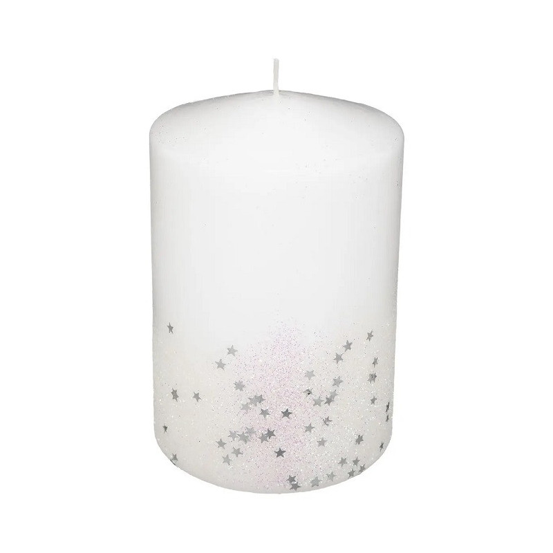 Bougie de noël Paillettes Dégradé 15x10cm Blanc - FÉÉRIC LIGHTS & CHRISTMAS - 183395BL