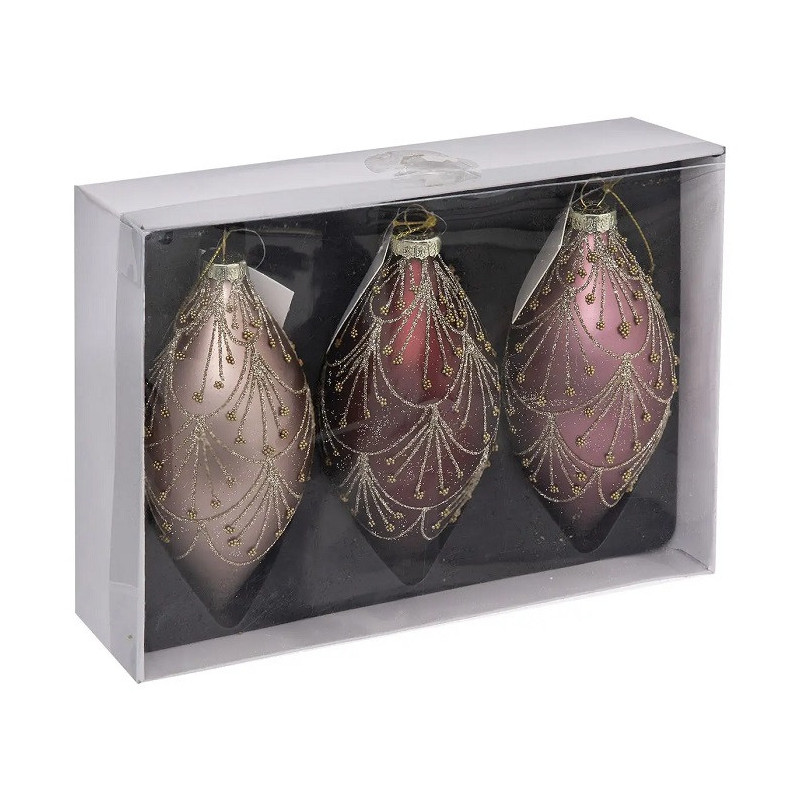 Boule de Noël Verre Goutte Trio 130mm - FÉÉRIC LIGHTS & CHRISTMAS - 184465
