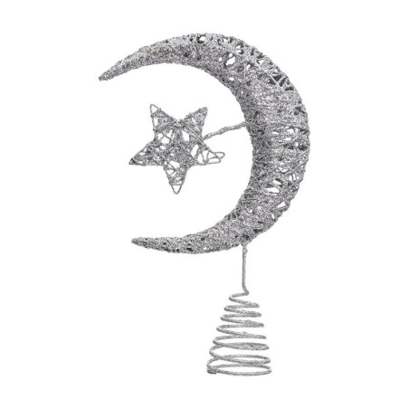 Cimier Lune Étoile 25cm Argenté - FEERIC LIGHTS & CHRISTMAS - 184119