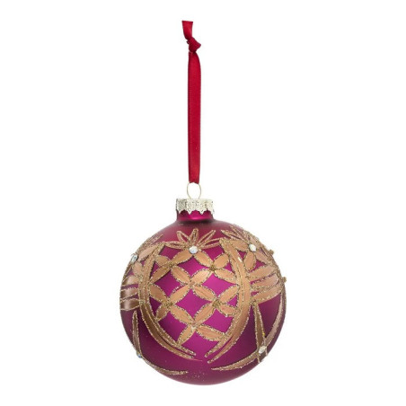 Boule de Noël Verre Fushia Folk 90mm - FÉÉRIC LIGHTS & CHRISTMAS - 184467