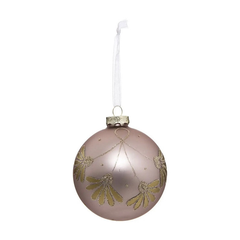 Boule de Noël Verre Fleurs 90mm Doré - FÉÉRIC LIGHTS & CHRISTMAS - 184471