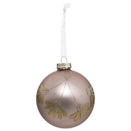 Boule de Noël Verre Fleurs 90mm Doré - FÉÉRIC LIGHTS & CHRISTMAS - 184471
