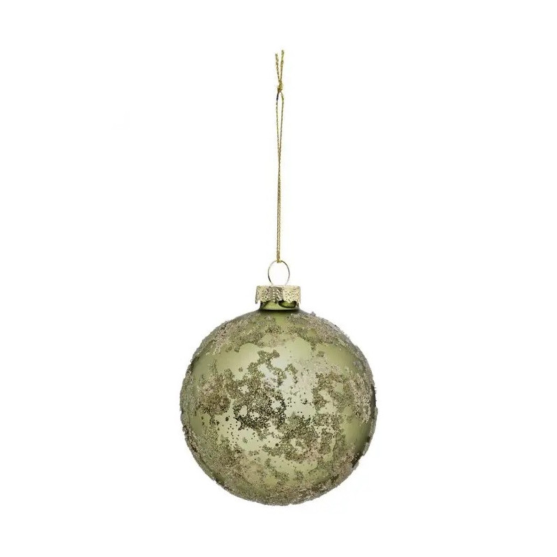 Boule de Noël Verre Vert Vieilli 80mm - FÉÉRIC LIGHTS & CHRISTMAS - 184473