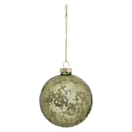 Boule de Noël Verre Vert Vieilli 80mm - FÉÉRIC LIGHTS & CHRISTMAS - 184473