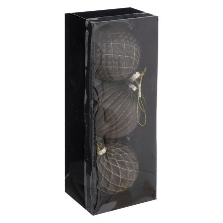 Lot de 3 Boules de Noël 80mm Marron - FÉÉRIC LIGHTS & CHRISTMAS - 184510