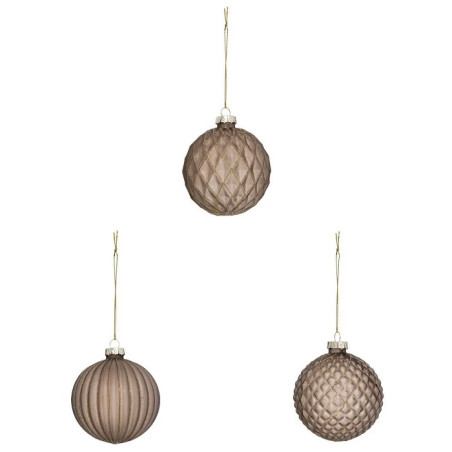 Lot de 3 Boules de Noël 80mm Marron - FÉÉRIC LIGHTS & CHRISTMAS - 184510
