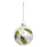 Boule de Noël Verre Houx blanche 80mm - FÉÉRIC LIGHTS & CHRISTMAS - 184515