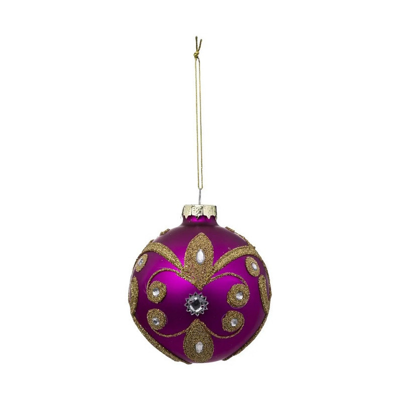 Boule de Noël Verre Glitter Folk 80mm - FÉÉRIC LIGHTS & CHRISTMAS - 184516