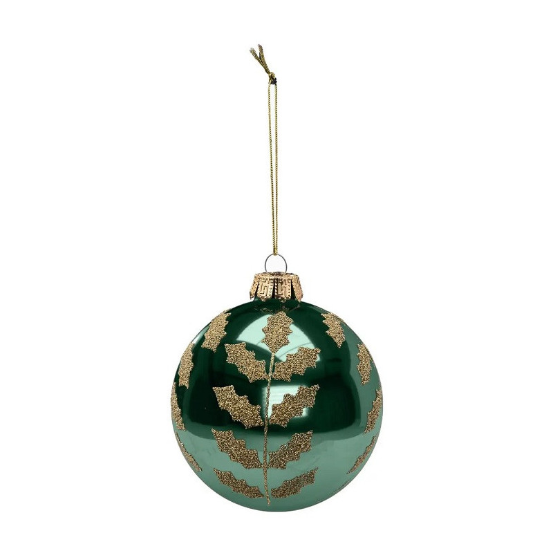 Boule de Noël Verre Feuillage 90mm Doré - FÉÉRIC LIGHTS & CHRISTMAS - 184518