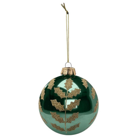 Boule de Noël Verre Feuillage 90mm Doré - FÉÉRIC LIGHTS & CHRISTMAS - 184518
