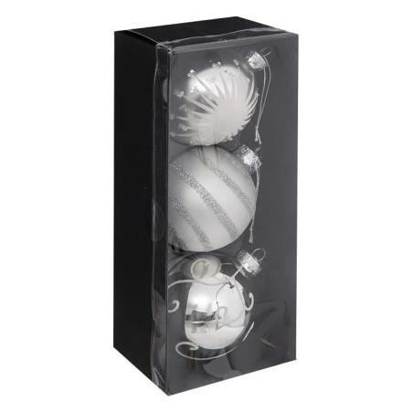 Lot de 3 Boule de Noël 80mm Blanc - FÉÉRIC LIGHTS & CHRISTMAS - 184529