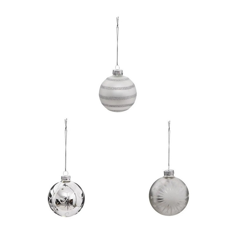 Lot de 3 Boule de Noël 80mm Blanc - FÉÉRIC LIGHTS & CHRISTMAS - 184529