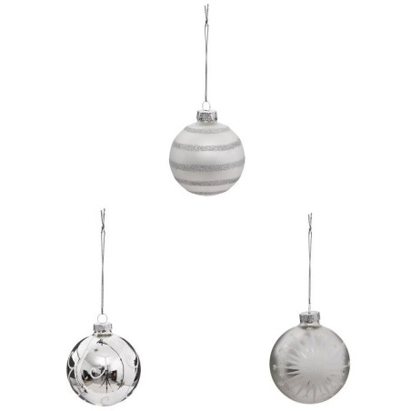 Lot de 3 Boule de Noël 80mm Blanc - FÉÉRIC LIGHTS & CHRISTMAS - 184529