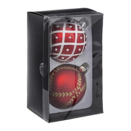 Lot de 2 Boules de Noël 100mm Rouge - FÉÉRIC LIGHTS & CHRISTMAS - 184532