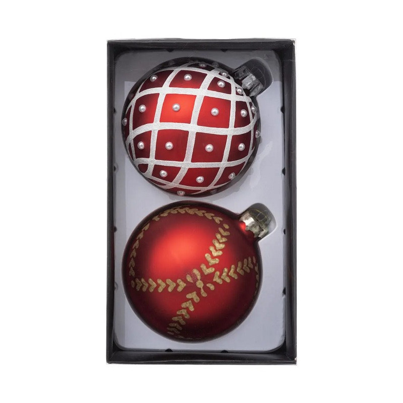 Lot de 2 Boules de Noël 100mm Rouge - FÉÉRIC LIGHTS & CHRISTMAS - 184532