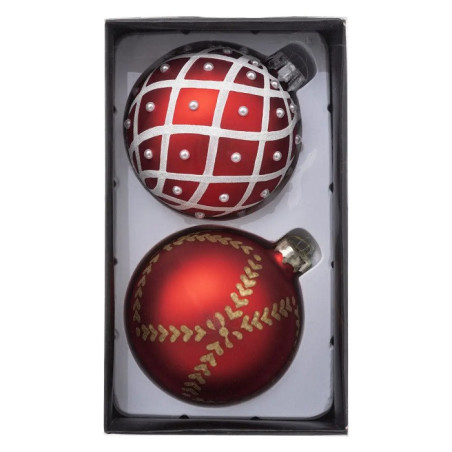 Lot de 2 Boules de Noël 100mm Rouge - FÉÉRIC LIGHTS & CHRISTMAS - 184532