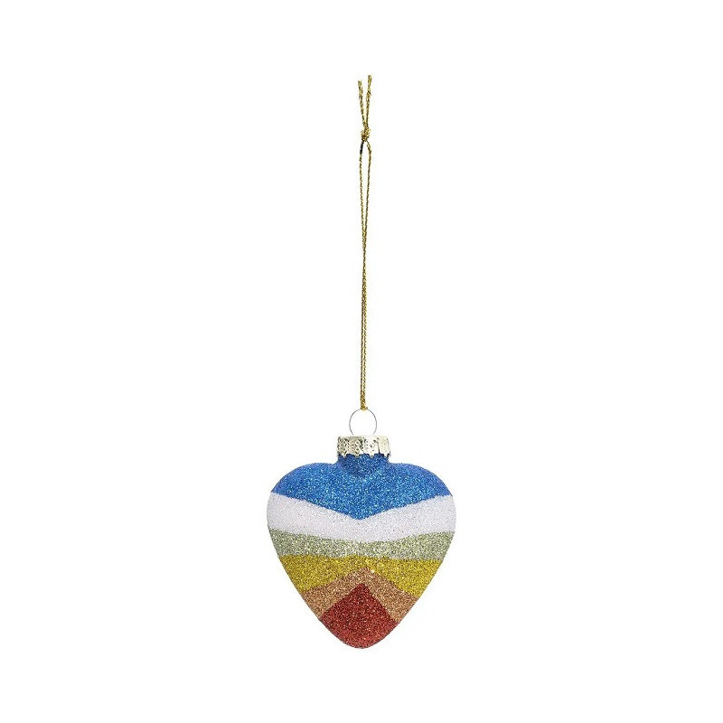 Sujet de Noël Verre Cœur 66mm Multicolore - FÉÉRIC LIGHTS & CHRISTMAS - 184538