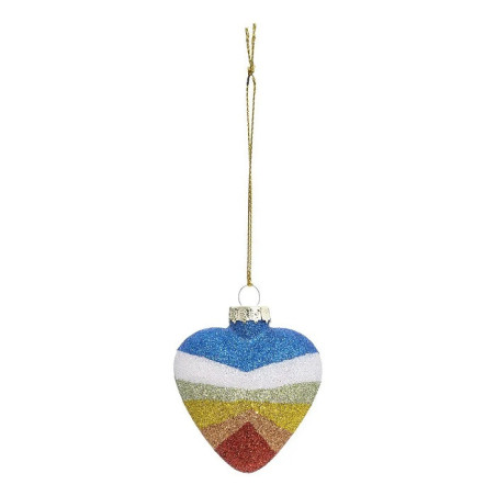 Sujet de Noël Verre Cœur 66mm Multicolore - FÉÉRIC LIGHTS & CHRISTMAS - 184538