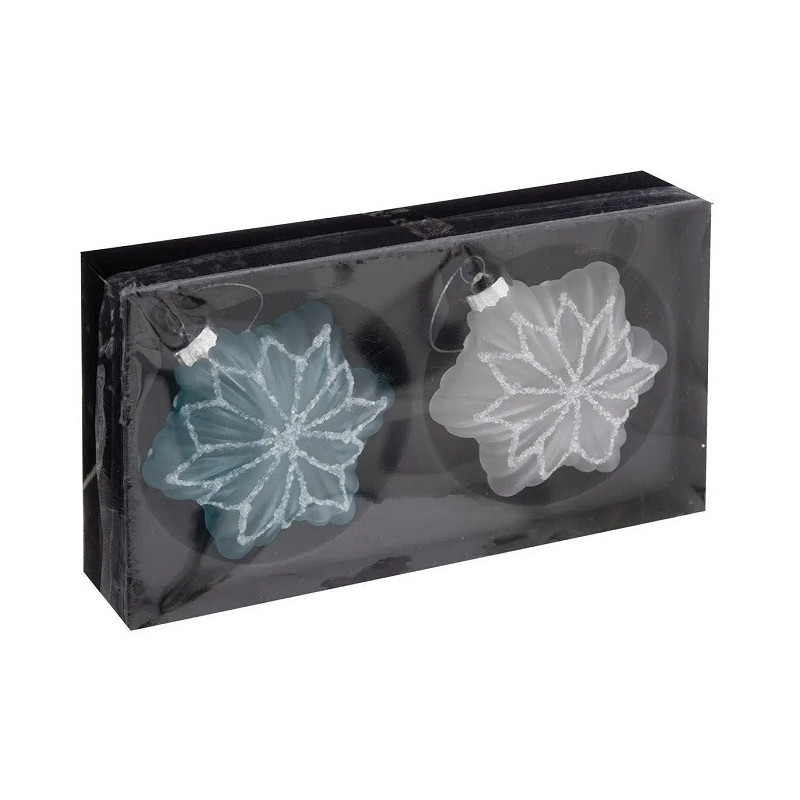 Lot de 2 Sujet de Noël Verre Étoile Givré 80mm - FÉÉRIC LIGHTS & CHRISTMAS - 184554