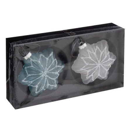 Lot de 2 Sujet de Noël Verre Étoile Givré 80mm - FÉÉRIC LIGHTS & CHRISTMAS - 184554