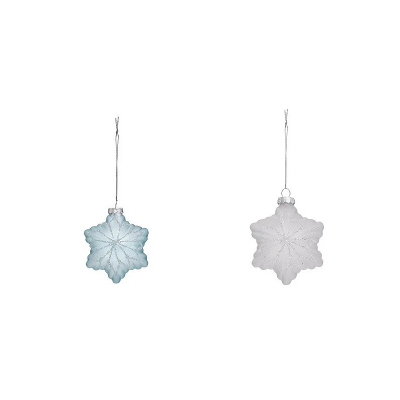 Lot de 2 Sujet de Noël Verre Étoile Givré 80mm - FÉÉRIC LIGHTS & CHRISTMAS - 184554