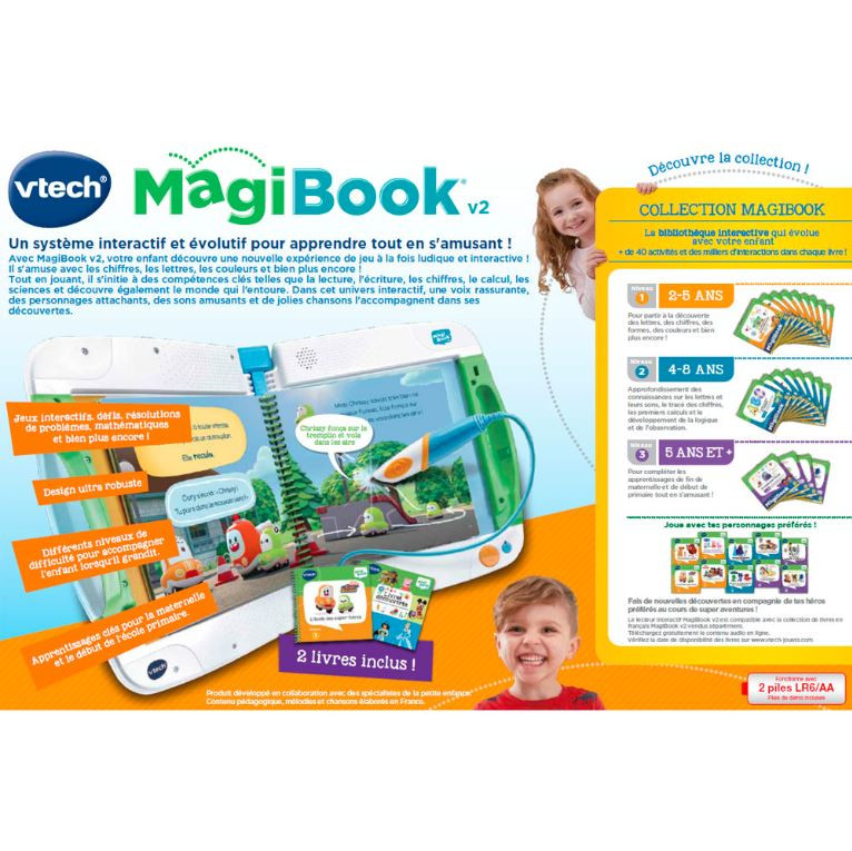 VTech - Livre interactif MagiBook V2 starter pack vert + Livre