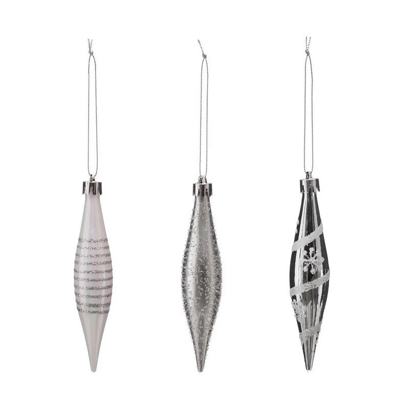 Lot de 3 Boules de Noël Glaçons Plastique Argenté - FÉÉRIC LIGHTS & CHRISTMAS - 129178S