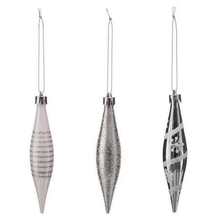 Lot de 3 Boules de Noël Glaçons Plastique Argenté - FÉÉRIC LIGHTS & CHRISTMAS - 129178S