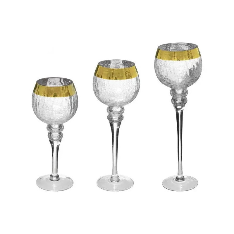 Lot de 3 Photophore Craquelé Doré - FÉÉRIC LIGHTS & CHRISTMAS - 162695G